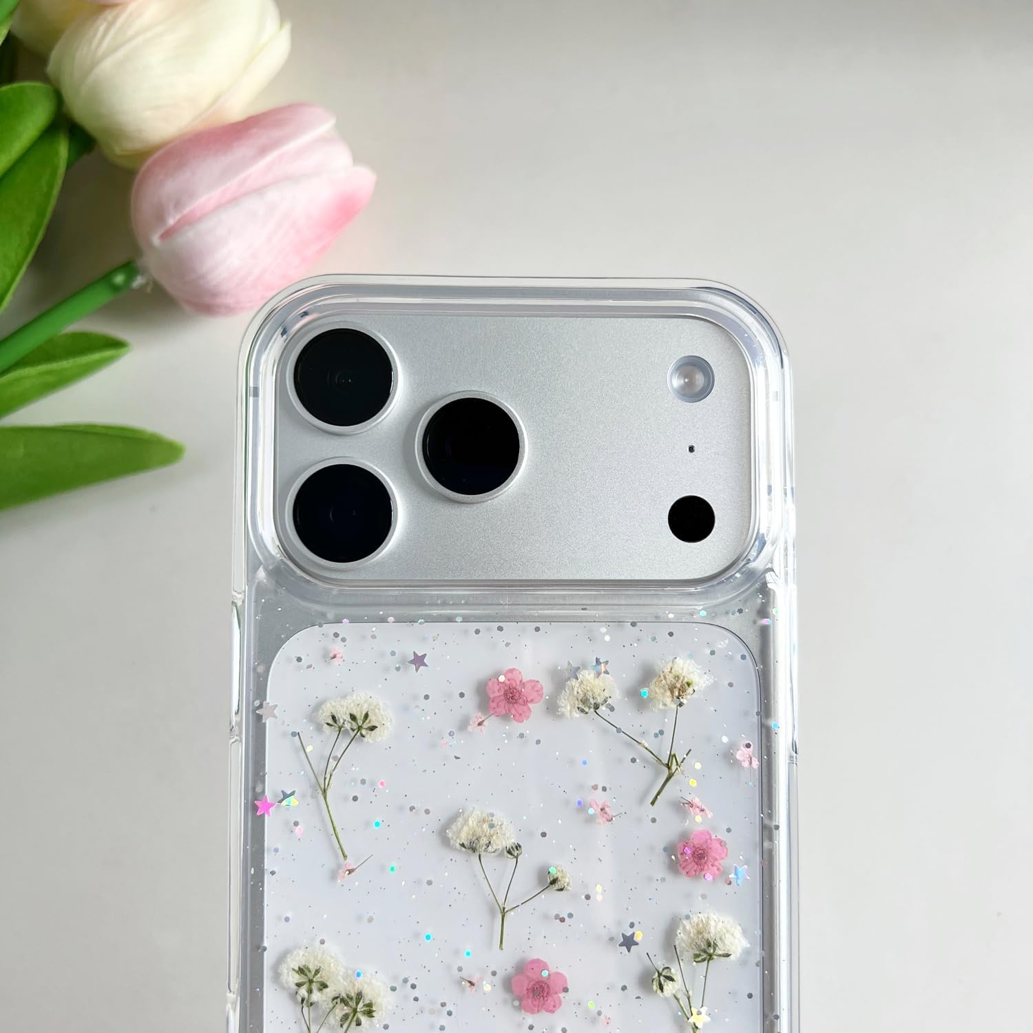 Real Handmade Dried Flower Clear TPU Phone Case